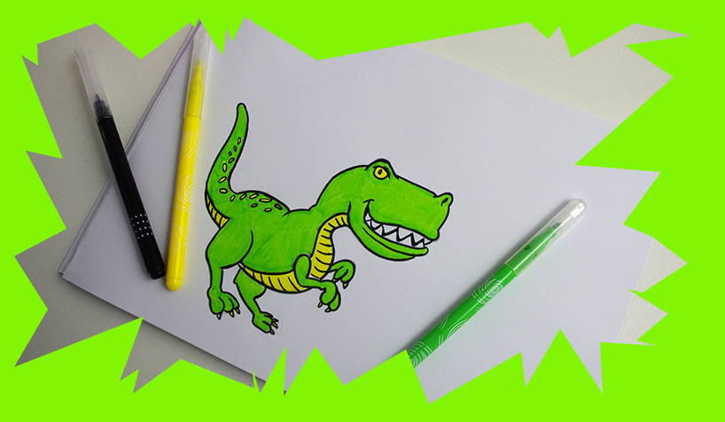 voici une méthode pour dessiner un t-Rex facilement et créer un dessin à colorier pour les enfants et les plus grands